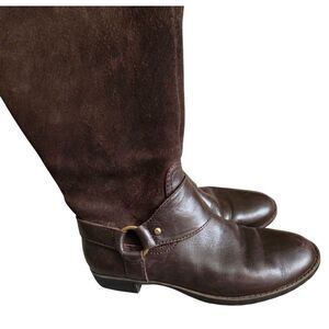 Ralph Lauren Women's Sulita Tall Riding Boots Brown Leather Harness  Zip  7.5B‎